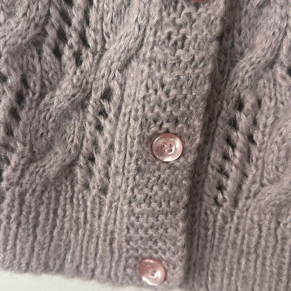 Christine Vintage Hand Knit Wool Blend Cardigan Sweater S - Picture 3 of 7
